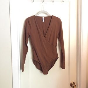 NWOT American Apparel brown Wrap Bodysuit